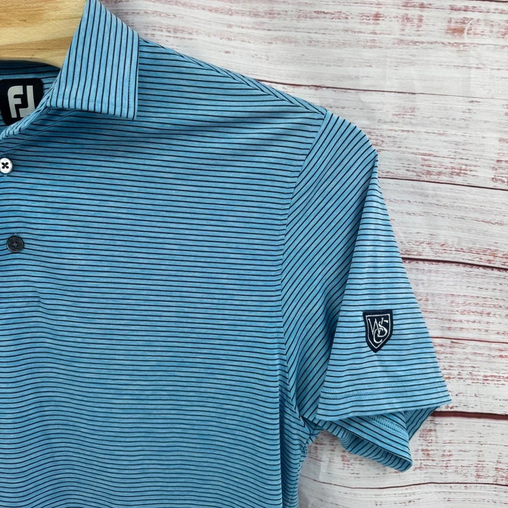 FootJoy Polo Shirt Mens Medium Stripe Performance Golf Athletic Casual Preppy‎